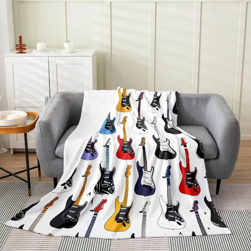 Vista 26 de Castle Fairy Manta de forro polar con botas de vaquero, manta de guitarra musical bohemia para niños y niños, manta de vaquera rústica occidental