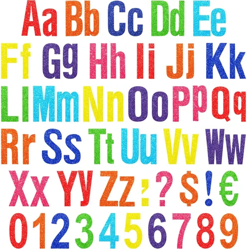 Vista 10 de Tenare Juego de 134 letras coloridas del alfabeto de 5 pulgadas, letras del alfabeto, números y recortes de puntuación para tablón de anuncios, Negro