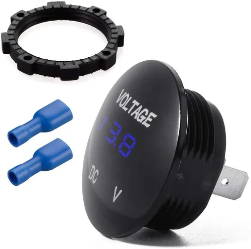 Vista 6 de ZYTC Mini voltímetro impermeable con pantalla digital LED, medidor de voltaje DC 12V-24V universal para coche/motocicleta/camión (azul)