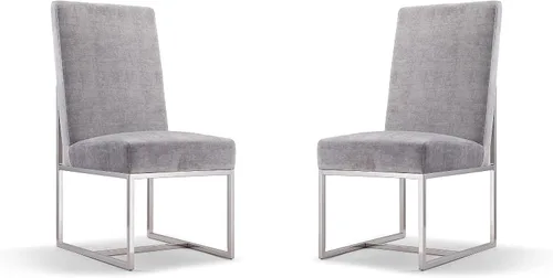 Vista 14 de Manhattan Comfort Element Modern - Juego de 1 sillas de comedor de terciopelo con espuma de alta densidad, marco de acero inoxidable con acabado