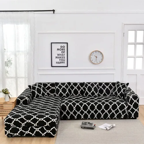 Vista 2 de MIFXIN Funda de sofá seccional de 2 piezas elásticas de 3 asientos en forma de L, fundas elásticas impresas para sofá seccional, protector