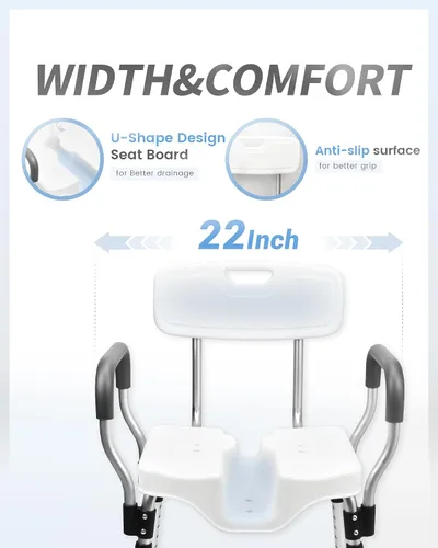 Vista 3 de Sangohe Silla de ducha - Sillas de ducha para ducha interior - Asiento en forma de U Asiento de ducha resistente - Sillas de ducha con brazos