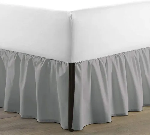 Vista 11 de SKY BEDDINGS - Falda de cama con volantes con esquinas divididas tamaño Twin con caída de 12 pulgadas, falda de cama con volantes antipolvo con Gris