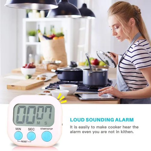 Vista 7 de Temporizador de cocina digital para profesores y niños que cocinan con interruptor magnético y de encendido/apagado y cuenta regresiva, cronómetro