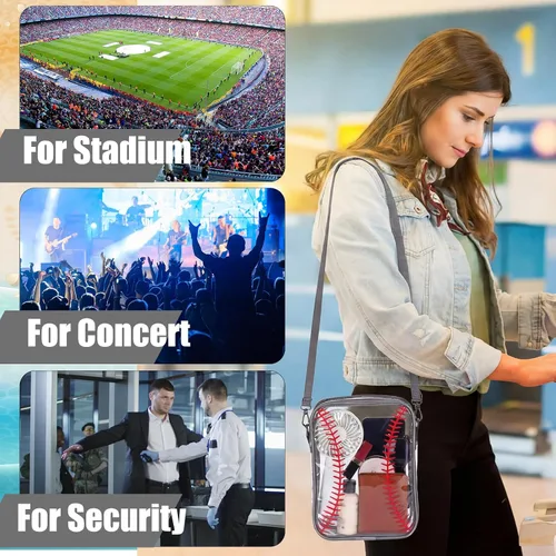 Vista 7 de Cunno Bolso cruzado transparente aprobado para estadios, bolso de hombro de PVC para mujer, trabajo, negocios, viajes, conciertos, eventos deportivos
