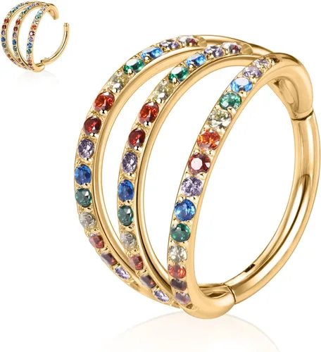 Vista 19 de Anillo Clicker de Acero Quirúrgico 316L para Tabique Nasal, Aro para Nariz, Aro Durmiente, Pendiente de Aro, Hélix, Rook, Conch, Cartílago, Daith