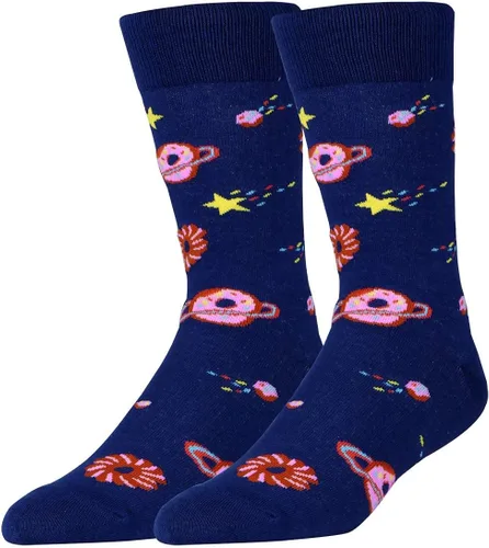 Vista 4 de Calcetines de algodón divertidos y acogedores para hombre, calcetines de algodón novedosos para hombre, talla 7-12