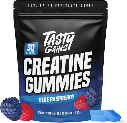 Vista 10 de TASTY GAINS Gomitas de Creatina - 90g de Monohidrato de Creatina - Suplementos para Entrenamiento - Construye Músculo y Aumenta la Fuerza