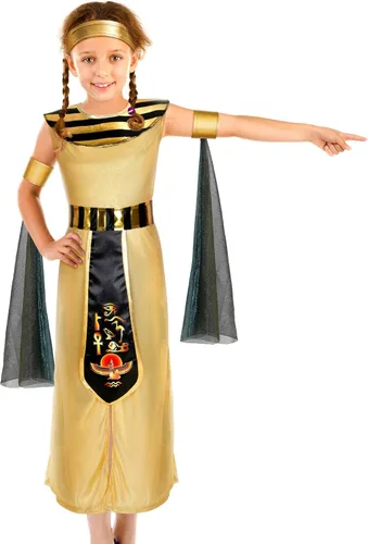 Vista 7 de Bencailor Disfraz egipcio de Halloween para niña, disfraz de princesa del antiguo Egipto para niña