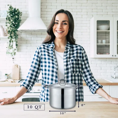 Vista 6 de CONCORD Olla de acero inoxidable con tapa de vidrio (compatible con inducción) ((10 QT)