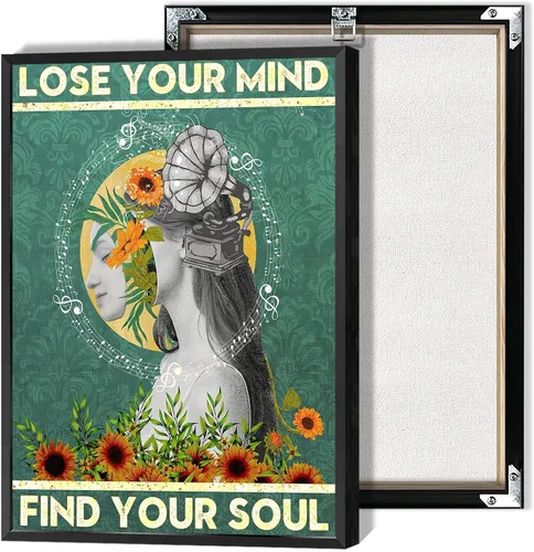 Vista 16 de Póster vintage con texto en inglés «Lose Your Mind Find Your Soul» («Lose Your Mind Find Your Soul») con cita inspiradora, arte de pared, arte