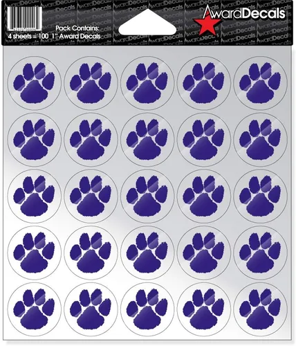Vista 5 de Award Decals Juego de calcomanías de pata (negro sobre transparente) (100 calcomanías) de 1 pulgada, calcomanías originales Award Decals Premium