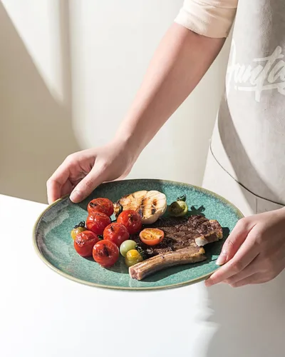 Vista 6 de HENXFEN LEAD Juego de 4 platos llanos de 10 pulgadas, platos de porcelana para ensalada, pasta, microondas de postre, aptos para lavavajillas