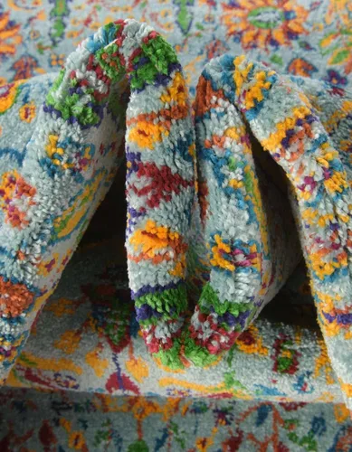 Vista 7 de Unique Loom Calypso Collection - Alfombra rectangular de 2 x 3 pies, color aguamarina y azul marino