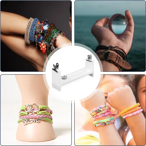 Vista 7 de PEUTIER Plantilla de pulsera, kit de pulseras de paracaídas ajustables en forma de U, fabricante de pulseras con 2 clips para tejer cuerda