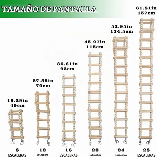 Vista 4 de Puente de escalera para pájaros, juguetes de madera para escalada y columpio, accesorios de jaula para pájaros, ratas, loros, hámster, ardilla