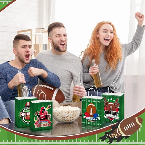 Vista 7 de Outus 24 bolsas de papel para fiesta de fútbol, regalo de fútbol, bolsas de papel con asas, pelota deportiva, bolsa de dulces para pelotas