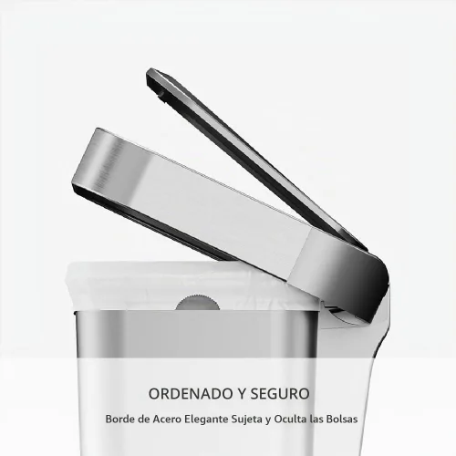 Vista 4 de Simplehuman Bote de basura con pedal híbrido, de 45 litros / 12 galones, rectangular para cocina, con base ancha y estable con pedal de acero