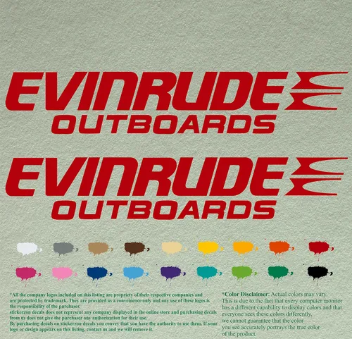 Vista 2 de Evinrude - Juego de 2 calcomanías de vinilo de repuesto compatibles con motor fuera de borda (12 pulgadas, negro 070)
