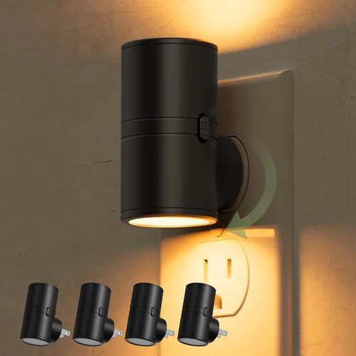 Vista 21 de L LOHAS LED Luz nocturna con sensor de movimiento, mini luces nocturnas activadas por movimiento, enchufar a la pared, luz giratoria con sensor