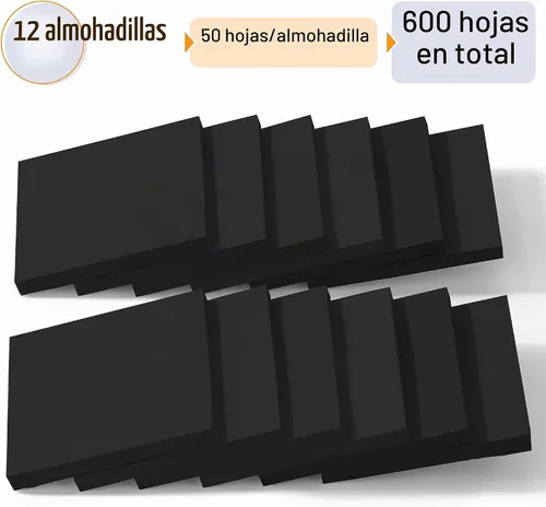 Vista 2 de Mr. Pen - Notas adhesivas, 3"x3", 12 blocs, 600 hojas, negras, notas Negro