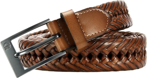 Vista 3 de CHAOREN Cinturones trenzados de cuero para hombre, cinturón de cuero tejido casual de 1 18 pulgadas para pantalones de vestir