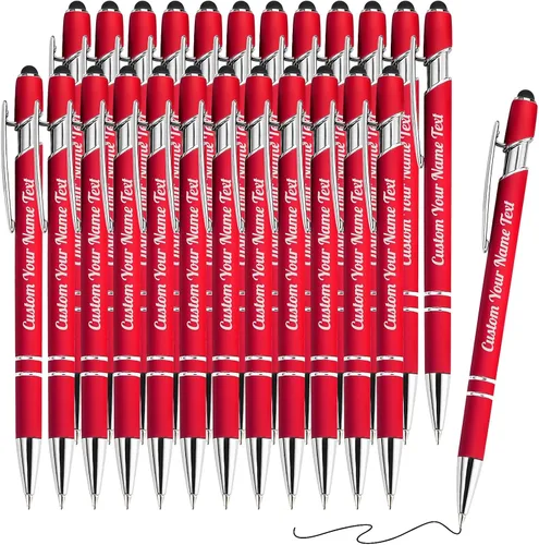 Vista 35 de 12 unidades de bolígrafos personalizados a granel con nombre grabado gratis, bolígrafos de bola personalizados con lápiz óptico, mensaje de texto