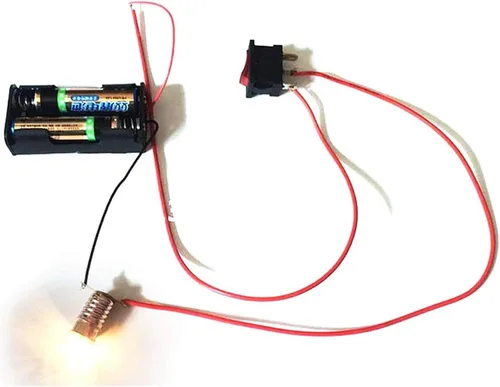 Vista 3 de FDXGYH Kit de experimento de circuito eléctrico, 1 Unidades de experimento de circuito de bricolaje, kit de luces de bombilla pequeña, caja