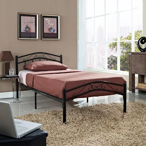 Vista 2 de Modway Townhouse - Cama moderna con plataforma de metal, tamaño individual, color negro