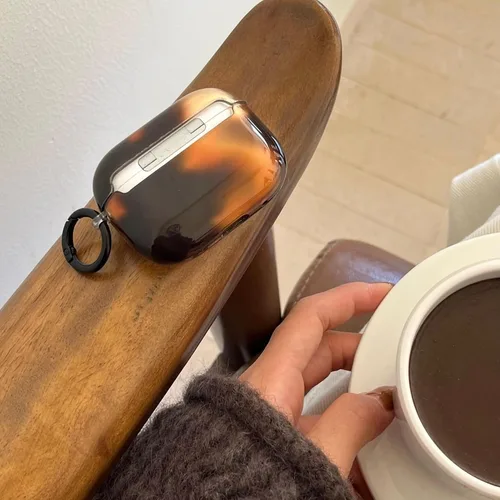 Vista 4 de Linda funda para AirPod 1/2 generación con cerradura, diseño de tortuga vintage con diseño de animal retro y elegante diseño de leopardo brillante