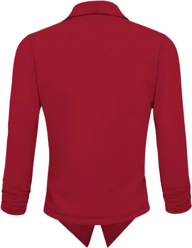 Vista 3 de Hybrid & Company Cárdigan ligero con frente abierto, chaqueta clásica de manga fruncida para el trabajo y la oficina