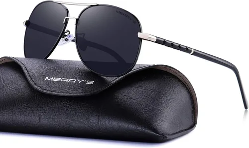 Vista 2 de MERRYS - Gafas de sol piloto estilo clásico polarizadas - UV 400 con funda 60MM 8285