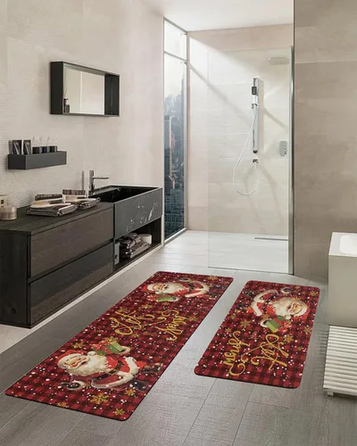 Vista 2 de Tapete de baño de Navidad para bañera, antideslizante, de secado rápido y absorbente, tierra de diatomeas, fregadero, dormitorio, cocina, lavable