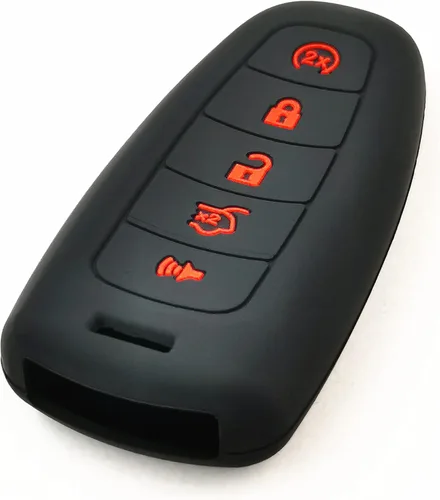 Vista 4 de REPROTECTING Funda de llavero de goma de silicona Compatible con (5 botones) 2011-2015 Ford Edge Escape Explorer Flex Focus Taurus M3N5WY8609 Negro