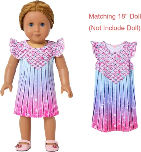 Vista 6 de Camisón a juego para niñas y muñecas de 18 pulgadas, pijama de unicornio
