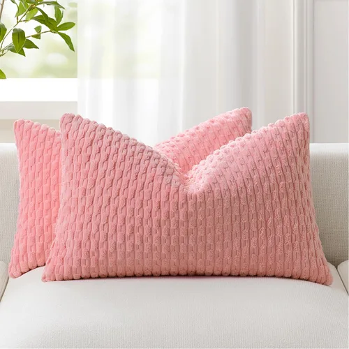 Vista 90 de Kevin Textile - Juego de 2 fundas de almohada de pana suave de 16 x 16 pulgadas, color verde aguamarina Fundas de almohada decorativas de pana