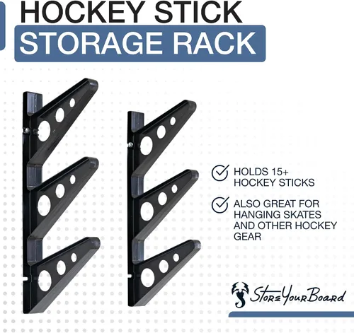 Vista 4 de StoreYourBoard Estante de palo de hockey, almacenamiento de garaje de montaje en pared para equipos deportivos, patines, palos de lacrosse, 3