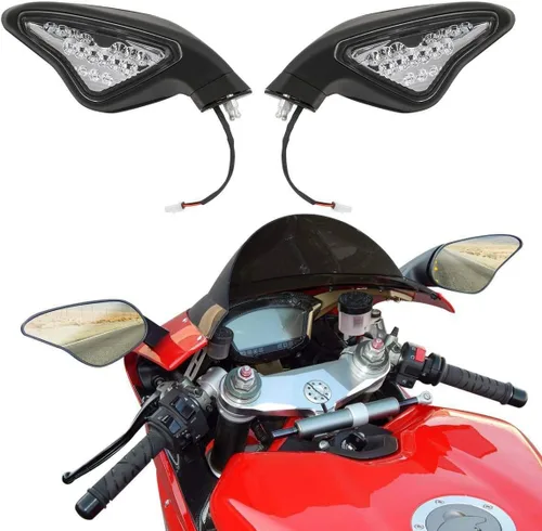 Vista 13 de SLMOTO Retrovisores LED integrados para Suzuki Katana GSXR 600 750 1000 04-16 600RR 03-19 CBR 600 F4i 01-07