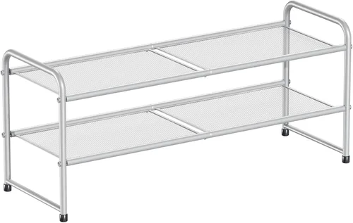 Vista 13 de SUFAUY Zapatero de malla de 3 niveles, estante de zapatos de metal para armario de 33 pulgadas de ancho, resistente, negro
