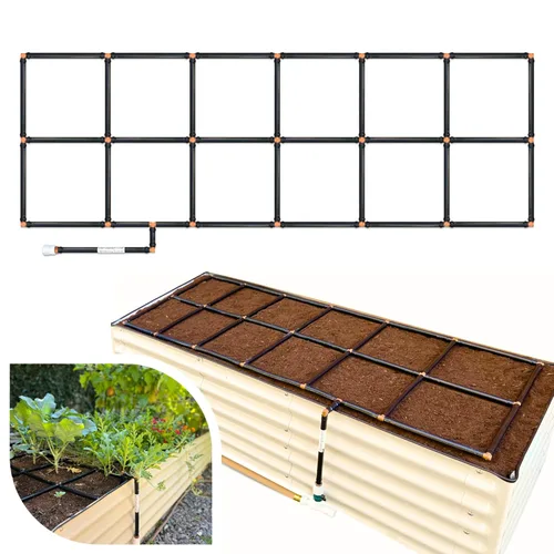 Vista 11 de Sistema de riego de rejilla de jardín, 2 x 4 sin esquinas, sistema de riego por goteo para camas de jardín, pero mejor, premontado, riega cada