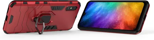 Vista 4 de Funda para Xiaomi Redmi 9A con protector de pantalla de vidrio templado, híbrida resistente a prueba de golpes, protección de doble capa, cubierta
