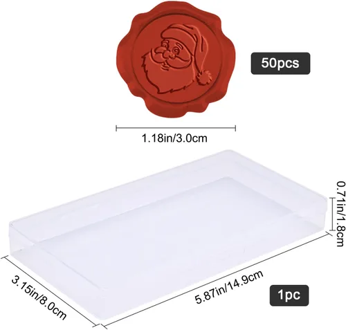 Vista 2 de CRASPIRE 50 calcomanías de sello de cera de Navidad, sello autoadhesivo de Papá Noel para sobres rojos, invitaciones de boda, tarjetas
