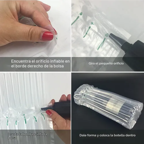 Vista 5 de Bolsas protectoras para botellas de vino, equipaje para viajes en avión, paquete de 18 unidades inflables, para envío de botellas de licor, embalaje