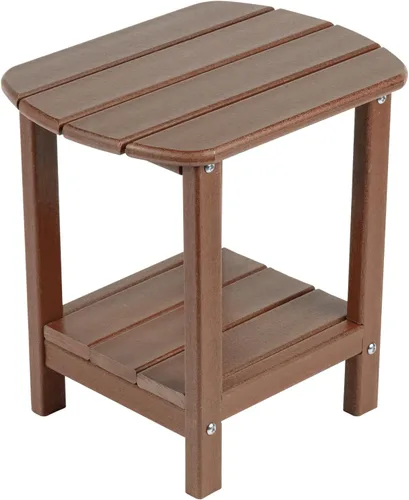 Vista 15 de Mesa auxiliar nalone Adirondack 16.5" Mesa lateral de exterior de plástico HDPE Doble mesa auxiliar Adirondack Mesa pequeña para patio (Aruba)