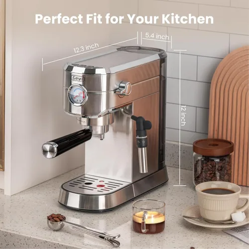 Vista 5 de Gevi Espresso Expresso Machine 20 bar con espumador automático de leche, cafetera de café espresso profesional con varita de vapor, máquina compacta