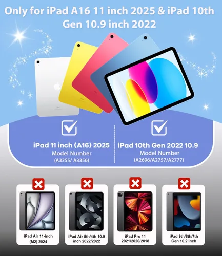 Vista 2 de Cantis Funda para iPad A16 de 11 pulgadas 2025/iPad de 10ª generación 2022 (10.9 pulgadas) con protector de pantalla y soporte para lápices, funda