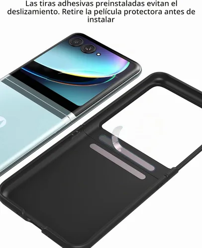 Vista 7 de Cresee Funda para Motorola Razr Plus 2023 Con Protector De Pantalla Externa - Funda De Teléfono De PC Dura Delgada Para Moto Razr+2023 - Negro+Vidrio