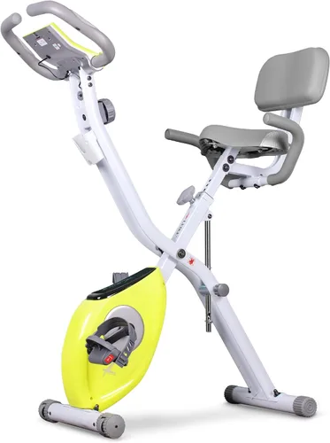 Vista 10 de leikefitness LEIKE X Bicicleta plegable ultra silenciosa, bicicleta vertical magnética con monitor de frecuencia cardíaca, monitor LCD y fácil