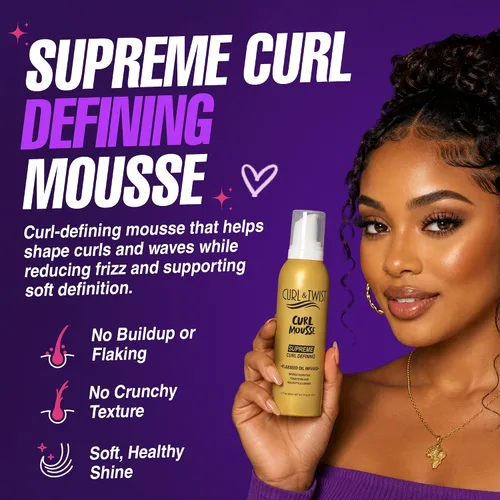 Vista 2 de EBIN NEW YORK Curl & Twist Supreme Curl Defining Mousse, 2.7 onzas líquidas