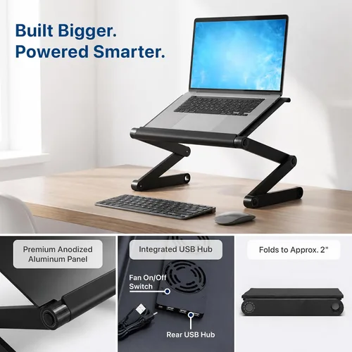 Vista 8 de Soporte para computadora portátil WorkEZ Executive, multifunción, ergonómico, soporte para computadora para la cama y el sillón, plegable, de altura